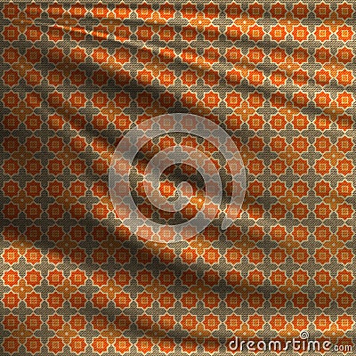 Oriental pattern on wavy silk fabric. Vector Illustration